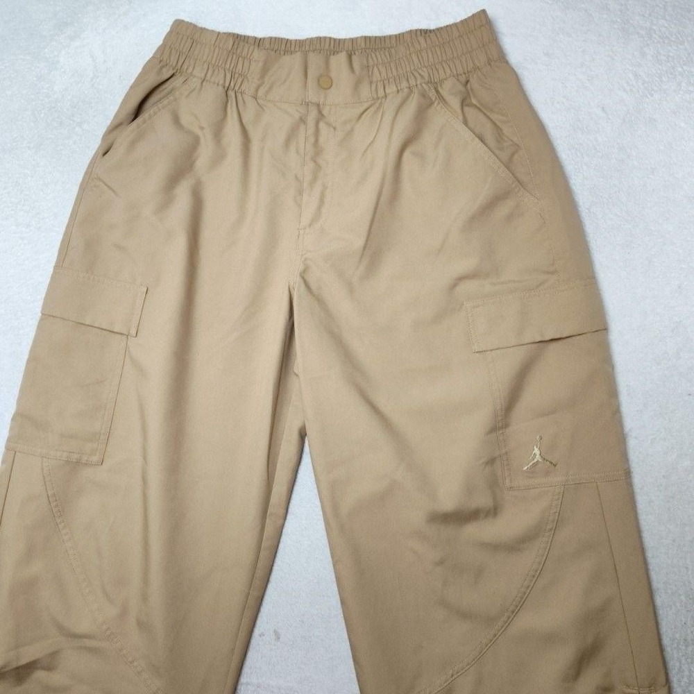 Jordan Jogger Pants Womens L Beige Chicago Cargo Drawstring Elastic Wide DZ4436 - Picture 2 of 13